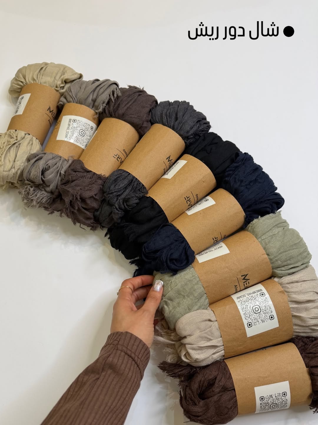 شال دور ریش چروک نخ پنبه سایز